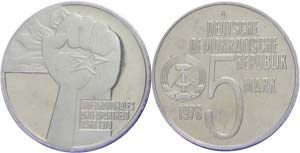 GDR  5 Mark, 1978, Anti-Apartheid year, in ... 