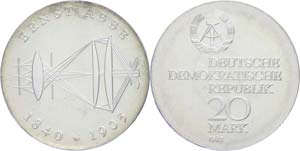 Münzen DDR  20 Mark, 1980, Ernst Abbe, im ... 