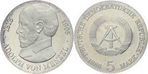 Münzen DDR  5 Mark, 1980, Menzel, in ... 
