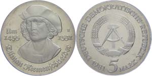 Münzen DDR  5 Mark, 1981, Riemenschneider, ... 