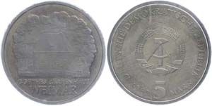 Münzen DDR  5 Mark, 1982, Goethes ... 