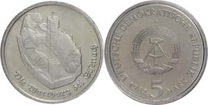 Münzen DDR  5 Mark, 1982, Wartburg, im ... 