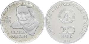 Münzen DDR  20 Mark, 1982, Clara Zetkin, im ... 