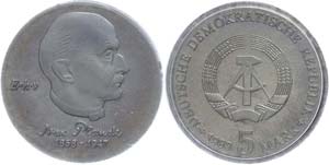 Münzen DDR  5 Mark, 1983, Max Planck, im ... 