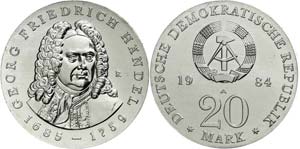 Münzen DDR  20 Mark, 1984, Georg Friedrich ... 