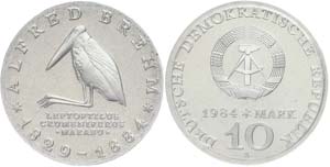 Münzen DDR  10 Mark, 1984, Alfred Brehm, im ... 
