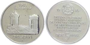 Münzen DDR  5 Mark, 1985, Frauenkirche ... 