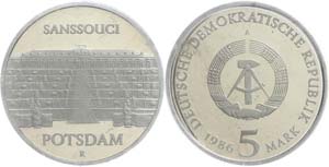 GDR  5 Mark, 1986, Sanssouci, in uPVC ... 