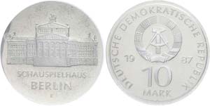 Münzen DDR  10 Mark, 1987, Schauspielhaus ... 