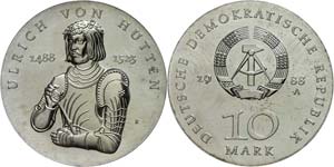 Münzen DDR  10 Mark, 1988, Ulrich von ... 