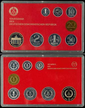 GDR Normal Use Coin Sets  1982, 1 penny to 5 ... 