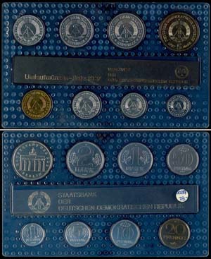 GDR Normal Use Coin Sets  1987, 1 penny to 5 ... 