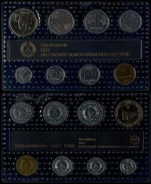 DDR Kursmünzensätze  1990, Minisatz von 1 ... 