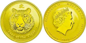 Australia  100 Dollars, Gold, 2010, Year of ... 