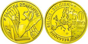 Belgium  50 Euro, Gold, 2007, 50 years Roman ... 