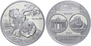 China Volksrepublik  1 Unze Silber, 2013, ... 