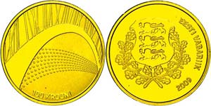 Estonia  100 Krooni, Gold, 2009, XXV. ... 