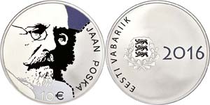 Estonia  10 Euro, 2016, Jaan Poska (pad ... 