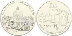 France  1, 5 Euro, 2006, 500 years Basilica ... 