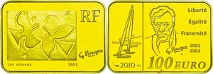 France  100 Euro, Gold, 2010, painting in ... 