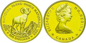 Canada  100 Dollars, Gold, 1985, inland ... 