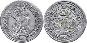 Litauen  4 Groschen, 1566, Sigismund August, ... 