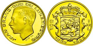 Luxemburg  20 Francs, Gold, 1989, Jean, 150. ... 