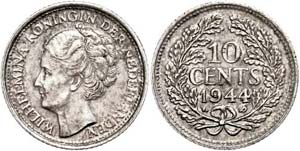 Niederlande  10 Cent, 1944, P, Wilhelmina, ... 