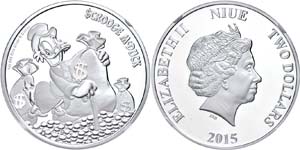 Niue  2 Dollars, 2015, Dagobert Duck, in ... 