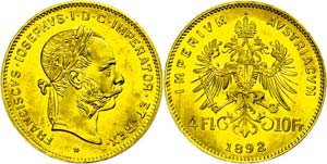 Old Austria Coins until 1918  4 florin / 10 ... 