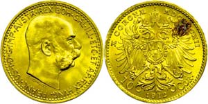 Austria  10 coronas, Gold, 1912, Francis ... 