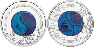 Palau  2 Dollars, 2013, 30 years panda, ... 