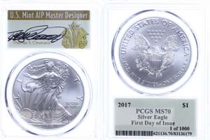 USA  Dollar, 2017, Silver Eagle, in Slab der ... 