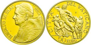 Vatican  50 Euro, Gold, 2009, master works ... 