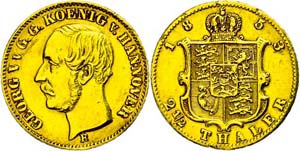 Hanover 2 + thaler, Gold, 1853, Georg V., ... 