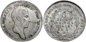 Prussia 1 / 6 thaler, 1812, A, Friedrich ... 