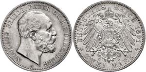 Oldenburg 2 Mark, 1891, Nicolaus Friedrich ... 