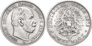 Prussia 2 Mark, 1876, A, Wilhelm I., very ... 