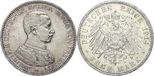Prussia 5 Mark, 1914, Wilhelm II. in guard ... 