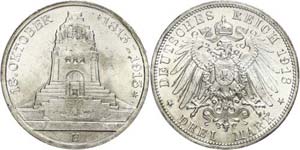 Saxony 3 Mark, 1913, Peoples battle ... 