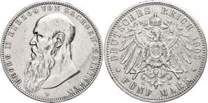 Saxony-Meiningen 5 Mark, 1902, Georg II., ... 