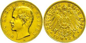 Bavaria 10 Mark, 1898, Otto, scratch, very ... 