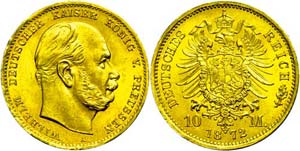 Prussia 10 Mark, 1872, A, Wilhelm I., f. ... 