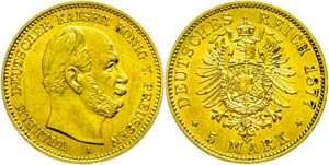 Prussia 5 Mark, 1877, A, Wilhelm I., ... 