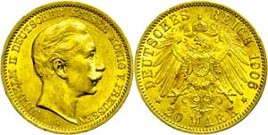 Prussia 20 Mark, 1906, Wilhelm II., ... 