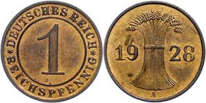 Coins Weimar Republic Reichs penny, 1928, A, ... 