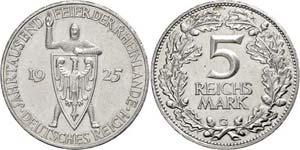 Coins Weimar Republic 5 Reichmark, 1925, G, ... 