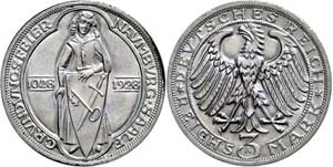 Coins Weimar Republic 3 Reichmark, 1928 A, ... 