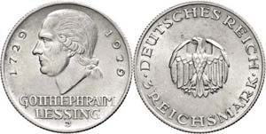 Coins Weimar Republic 3 Reichmark, 1929, J, ... 