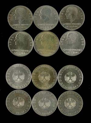 Coins Weimar Republic 6 x 3 Reichmark, 1929, ... 